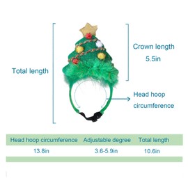 ABLAZEZAI Pet Christmas Headband, Dog Christmas Tree Headwear Costumes for Holiday Party, Xmas Dressup Decoration for Large Medium Dogs Cats