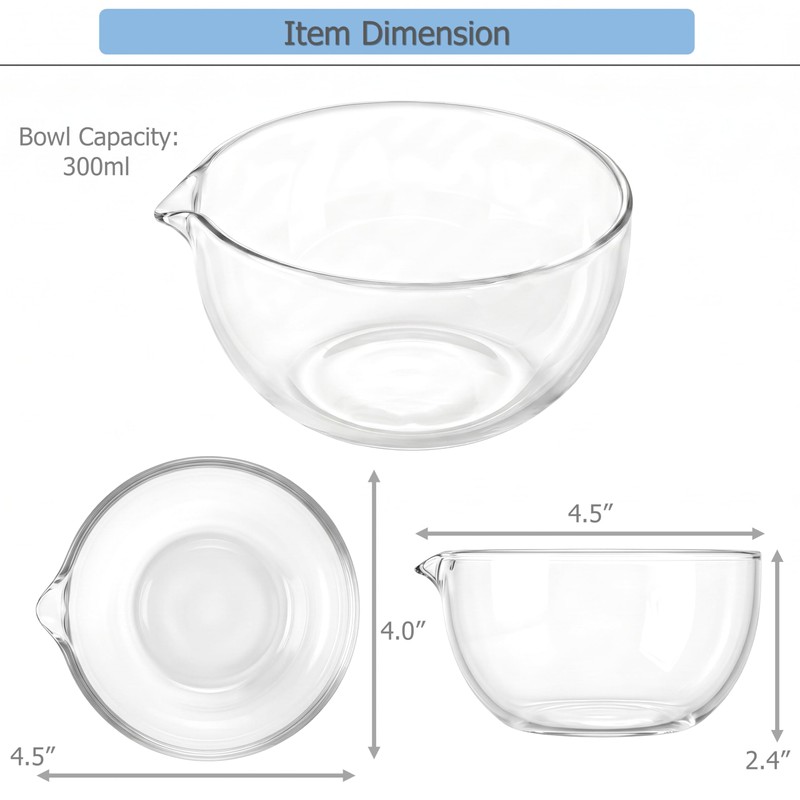 EIKS Glass Bowls with Spout for Mixing and Serving Sauce