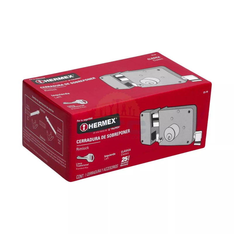 Hermex CS-70I Classic left rim lock, traditional key, box
