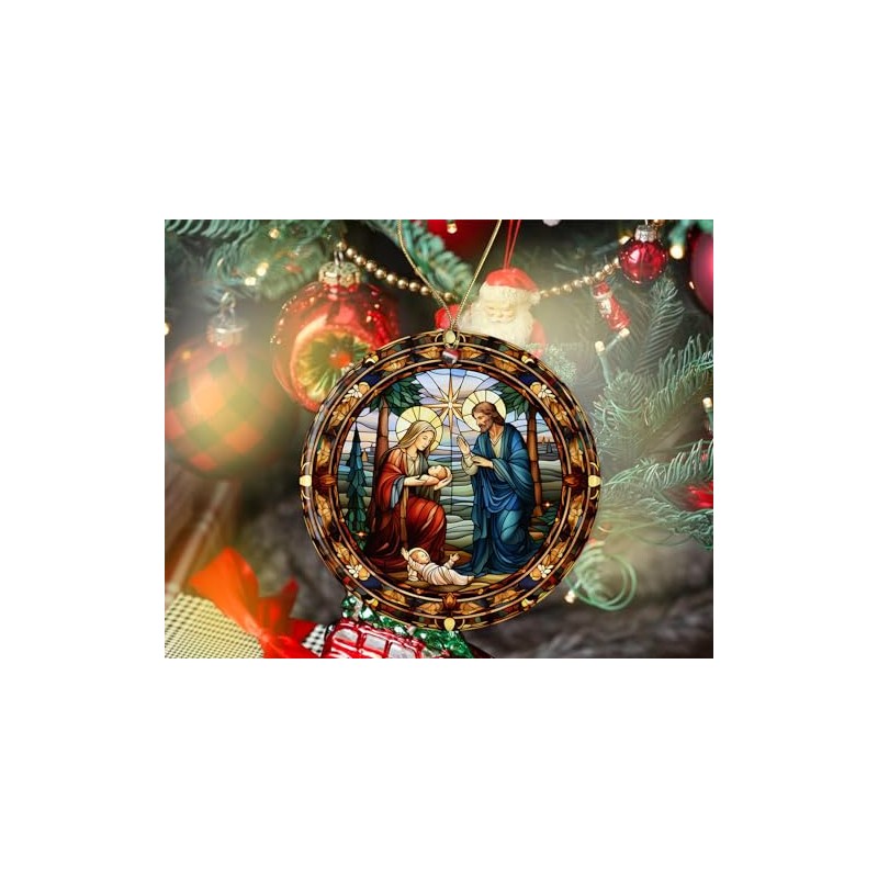 Stained Glass Christmas God Ornament Ceramic, Ornament Ceramic, Stained Glass