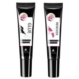 MAGIC ARMOR 15g Semi Solid Nail Glue with 15g Remover for Press On Nails Tips Gel Nail Glue No Need for UV Lamp Quick Drying a Long Lasting Fake Acrylic Nails Kit Glue Gel