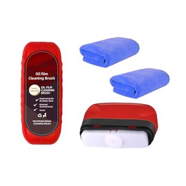 2Pcs Automotive Oil Film Cleaning Brush, 120ml O3 Car Glass Oil Film Remover, Windshield Cleaner for Improved Clarity and Visibility, Anti-Fog and Anti-Rain Car Glass Cleaner for Windshield