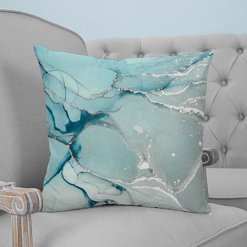 Roses Garden Decorative Throw Pillow Cover Blue Aqua Turquoise Teal