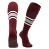 MadSportsStuff Dugout Striped Baseball Socks Pattern E (Maroon/Grey/White, Large)