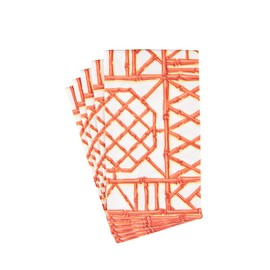 Caspari Bamboo Screen Coral Paper Linen Guest Towel Napkins - 12 Per Package, 4 Packs