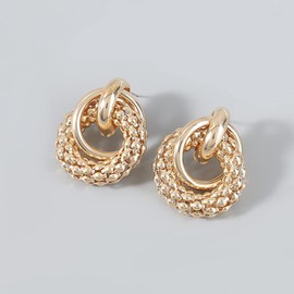 Chunky Double Circle Earrings, Round Double Circle Earrings for Women, Bohemian Golden Circle Hoop Earrings, Twisted Circle Statement Earrings, Boho Jewellery, Double Circle Earrings for Girls, Zinc