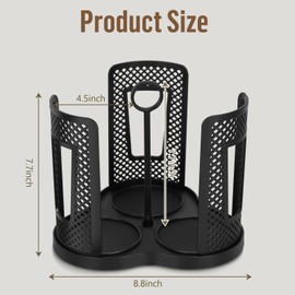 Yummy Sam 360° Rotatable Paper Cup Dispenser with 3 Compartments and Lift Loop, Disposable Cup and Lid Holder for 5-16oz Coffee Cups Organizer for Restaurant Bar Office Home Coffee Stations