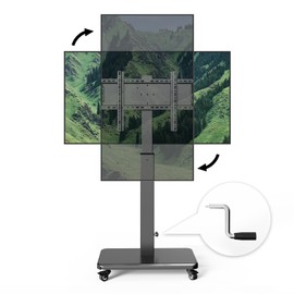 Mobile TV Cart with Handle Stepless Lift,Rolling TV Stand for 42-75inch TVs with 90 Rotating,Portrait to Landscape,Height Adjustable TV Stand with Wheels Holds up to 110lbs,Max VESA 600x500mm (Black)