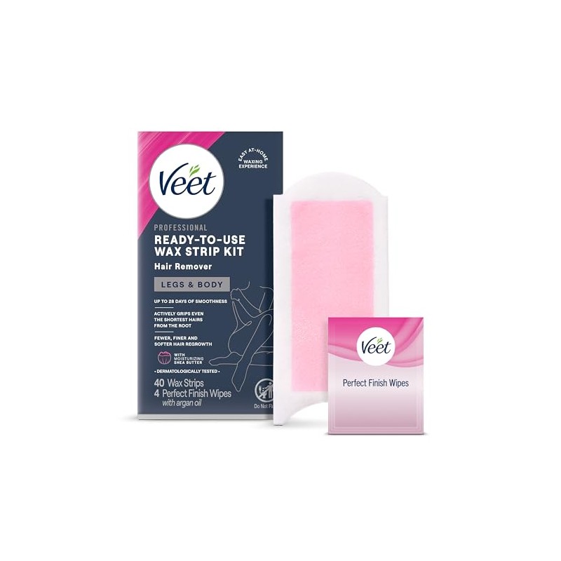 Veet Leg and Body Hair Remover Cold Wax Strips, 40