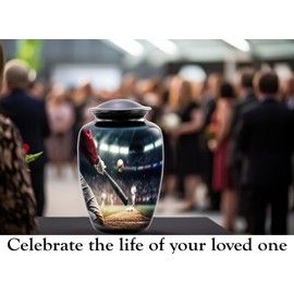 Baseball Cremation Urn for Adult Ashes – Full Size Sports Memorial Urn – Baseball Lovers Funeral Tribute Urn Up to 210 lbs with Velvet Bag (Large)