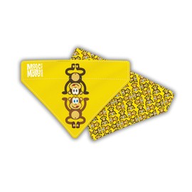 Max & Molly Reversible Fabric Bandana for Dogs and Cats, Soft Washable Fabric, No Tie Design to Keep Bandana Securely in Place (Monkey, Medium-Large)
