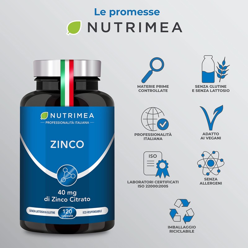 Zinco Citrato | 12,5 Mg Di Zinco Elemento Per Capsula