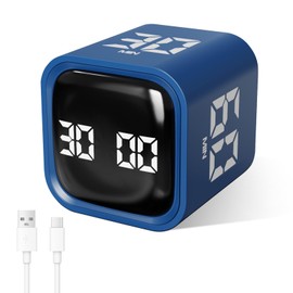 GuDoQi Pomodoro Productivity Timer, Cube Desk Productivity Flip Timer with 5 10 30 60 Minute Presets, ADHD Clock Tool with Vibration 3 Volume Modes for Office Study Kitchen, Blue
