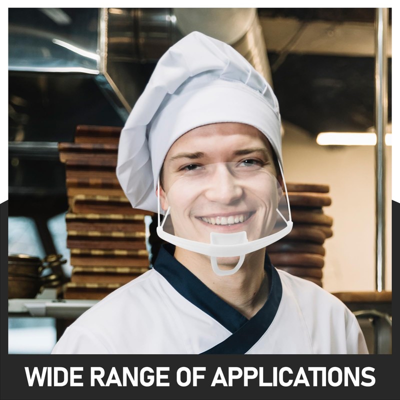 LALAFINA 20pcs Reusable Plastic Clear Masks Anti-Fog Chef Masks Open