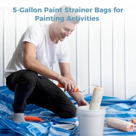 100 PCS Paint Strainer Bags, Fine Mesh Filter Bags Disposable Paint Strainer Bags, 5 Gallon Bucket Strainers with Elastic Opening Filter Bags for Paint Gardening