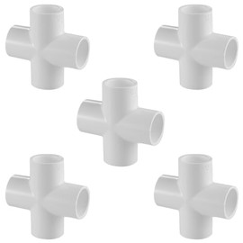 Lesso America 420 Series PVC Pipe Fitting - Cross - Schedule 40 (White) - 1-1/2" (SOC x SOC x SOC x SOC) 5 PCS/High-Flow Capacity/Plumbing, Irrigation, Pool, Spa/NSF Certified (420-015)