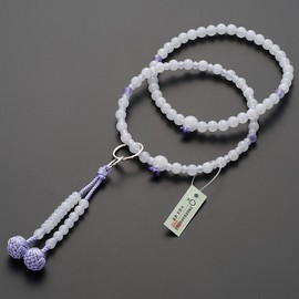 Butsudanya Takita Shoten Buddhist Prayer Beads, Jodo Buddhist Beads, For Women, White Onyx en Shiun Stone, 60,000 Pure Land 8 inch, Pure Silk Gan-Tenbo, Kyoto Prayer Beads, 2 Wheel Beads, Daily Prayer Beads [Takita Shoten Issued by Kyo Nenju Beads Manufa