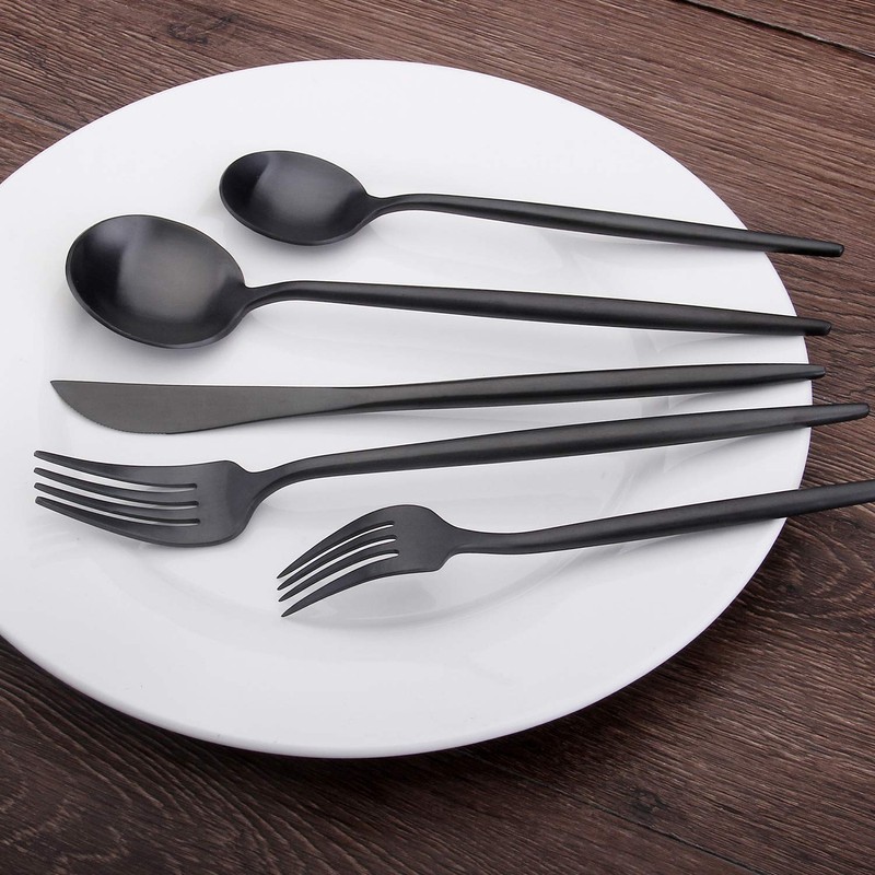 Matte Silverware Set,SHARECOOK 5-Piece 18/10 Stainless Steel Flatware Set,Kitchen Utensil