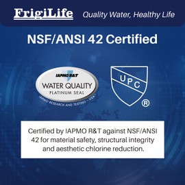 FrigiLife RV Water Filter, NSF/ANSI 42, for RVs Marines, Boats, Campers, for Drinking, Washing, Gardening, Camping, Planting, Spa, Reduces Chlorine, Bad Taste Odor with Hose Protector, 3PACK