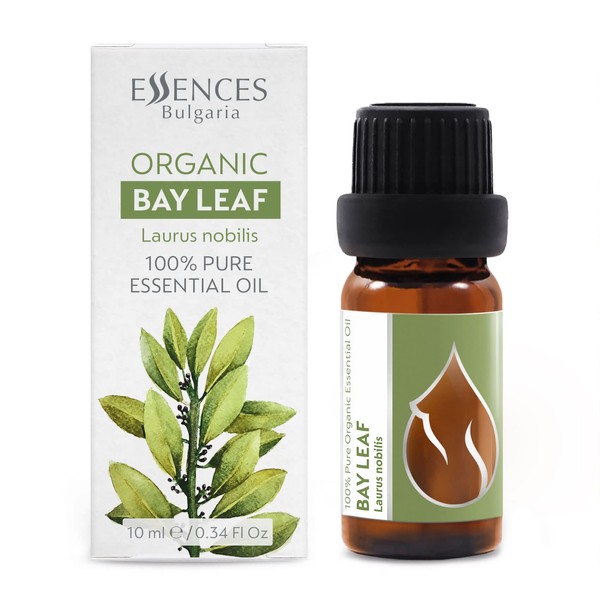 Essences Bulgaria Organic Bay Leaf Essential Oil 10ml | Laurus nobilis | 100% Pure and Natural | Undiluted | Therapeutic Grade | Family Owned Farm | Steam-Distilled | Non-GMO | Vegan