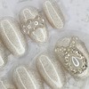 Wedding Pearl Handmade Nail Tips - Almond S / 웨딩