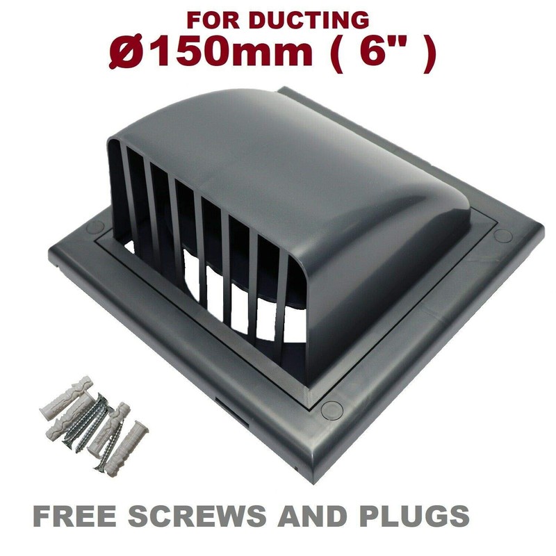 Cotarba 150mm 6" Grey Ducting External Air Vent Cowled Draught