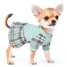 Dog Sweater for Small Dogs Girl Boy Winter Dog Sweater Dress, Dog Clothes Pet Clothes Shih Tzu Wedding Birthday Plaid Dresses Holiday Festival Outfits