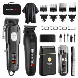 HIENA PRO Professional Hair Clipper Set, Electric Foil Shavers and Beard Trimmers, Ear, Rechargeable Cordless Barber Kit and Hair Cutting Set, Nose Hair Trimmer Set & Facial Grooming Tool