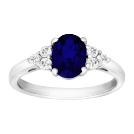 1 7/8 ct Oval-Cut Created Ruby and Natural White Topaz Ring in Sterling Silver