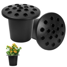 Hoxfly Set of 2 Black Memorial Grave Vases with Lids, Grave Flower Pot, Memorial Vase for Grave, Grave Vase for Grave Decoration, Flower Holder for Cemetery, Graveside, Gravestone (13 x 10 cm)