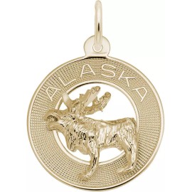 Rembrandt Gold-Plated Sterling Silver Alaska Moose Ring Charm by Rembrandt