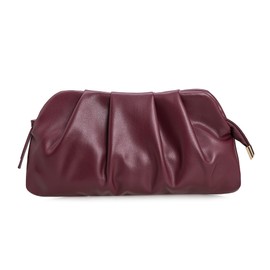 IXEBELLA Dressy PU Clutch Purse for Women Formal Soft Pleated Vegan Leather Evening Bag for Wedding/Prom/Cocktail Party (Burgundy)