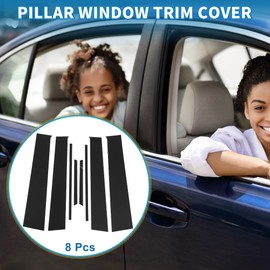 A ABSOPRO Door Pillar Window Trim Anti Scratch Sticker Pillar Posts Door Outer Exterior Cover for Toyota Yaris 2005-2014 Black