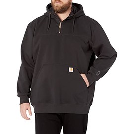 Carhartt Men's Big & Tall Rain Defender Loose Fit Heavyweight Quarter-Zip Sweatshirt, Black, 4X-Large