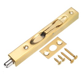 uxcell Door Bolts Latch 6 Inch, Stainless Steel Security Door Guard Lever Action Flush Slide Lock for Inactive Leaf, Double Dummy Door, Gold