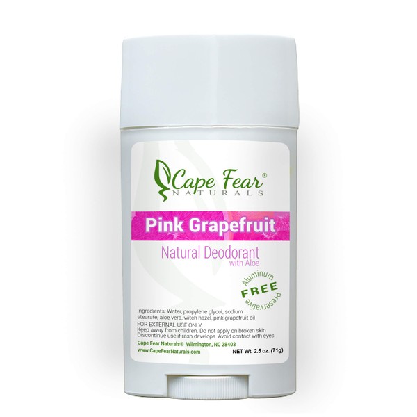 Cape Fear Naturals Pink Grapefruit Natural Deodorant Stick (2.5oz Stick - Aluminum Free - Preservative Free)