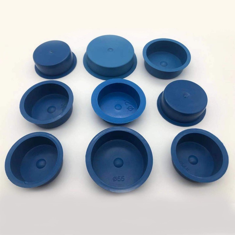 Rubber Blanking Plugs Closed Steel Pipe Panel Blue Flush Mount