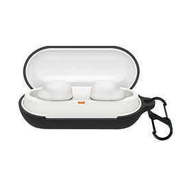 QWYJ for Sony WF-C500 Case Carcsa Protectora de Silicona, para Sony WF-C500 Funda de Carga Portátil con Mosquetón Llavero Anti-perdida (Negro)