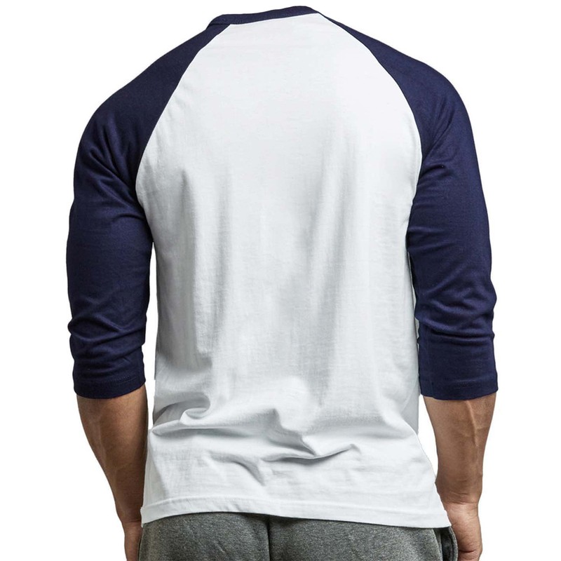 Men's Raglan Baseball Tee Shirt - Casual T-Shirts,01,2XL,Navy/Wht
