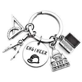 Engineer Keychain Architectural Engineer Design Engineering Graduation Computer Laptop Ruler Compass Safety Helmet House Building Charm Engineer Teacher Gift Engineer Student Mathematics Structural