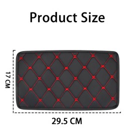 JNNJ Car Center Console Pad, Waterproof Auto Armrest Protector Cover, Soft PU Leather Center Console Pad, Universal Car Armrest Pad Car Armrest Seat Box Cover Protector for Most Vehicle(Black/Red)