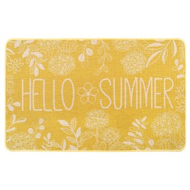 Heirloom Haven Hello Summer Door Mat Welcome Doormat, Plants Outdoor Rug Leaves Decor Floor Front Door Mat Non-Slip Entrance Mat for Home Kitchen Bathroom Decorations 17 X 29 Inch (Yellow)