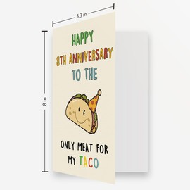 OJsensai Happy 8th Taco Anniversary Card for Men, Cute Bronze Gifts for 8 Year Anniversary for Him, Best 8th Anniversary for Husband Boyfriend