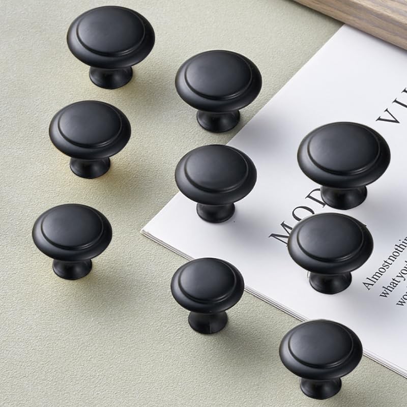 24Pcs Black Cabinet Knobs, BetterJonny 30mm Round Kitchen Drawer Knobs