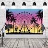 9x6ft Ferris Wheel Backdrop Sunset Seaside Palm Tree Silhouette Photography