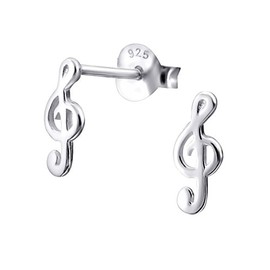 Music Note Treble Clef Earrings 925 Sterling Silver