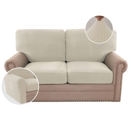 H.VERSAILTEX Multi-Pieces Sofa Covers Stretch Couch Covers Form Fitted Seats and Back Cushions Covers (2 Seat Covers Plus 2 Back Cusion Covers, Bonus 2 Armrest Covers), Island Fossi