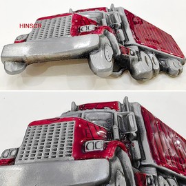 HINSCR Trucker Belt Buckle Western Cowboy Style Red Metal Punk Fashion Accessory for Men (Truck)