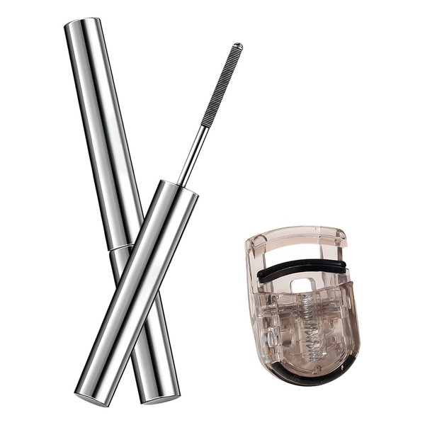 Washable Metal Mascara, Curling Voluming Eyelash Mascara Schwarz,mit Einer Wimpernzange,