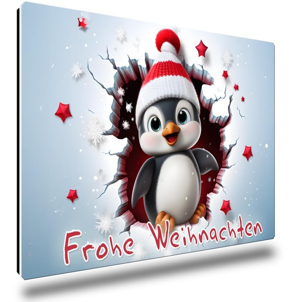 TRIOSK Fridge Magnets 3D Illusion Christmas Magnet Penguin with Saying
